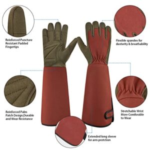 OIZEN Gardening Gloves for Women and Men1, 1 Pair of Long Sleeve Rose Pruning Thorn Proof Gloves,Gardening Gifts (Medium)