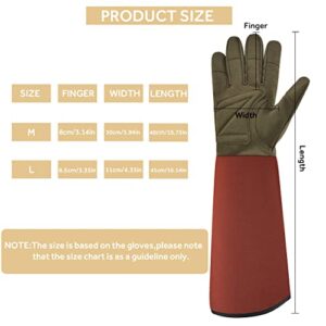 OIZEN Gardening Gloves for Women and Men1, 1 Pair of Long Sleeve Rose Pruning Thorn Proof Gloves,Gardening Gifts (Medium)