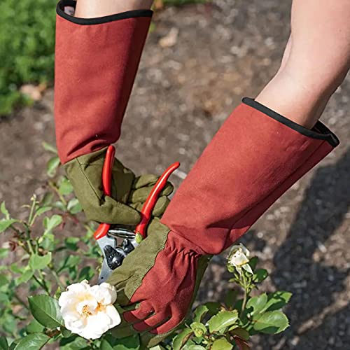 OIZEN Gardening Gloves for Women and Men1, 1 Pair of Long Sleeve Rose Pruning Thorn Proof Gloves,Gardening Gifts (Medium)