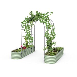 Vego Garden Modular Arched Trellis System Triple Section 6.0' Long Trellis for 2.0' x 8.0' (9 in 1) Garden Bed