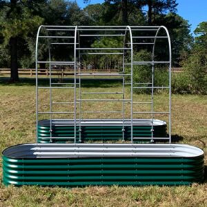 Vego Garden Modular Arched Trellis System Triple Section 6.0' Long Trellis for 2.0' x 8.0' (9 in 1) Garden Bed