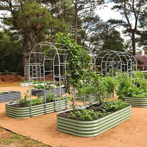 Vego Garden Modular Arched Trellis System Triple Section 6.0' Long Trellis for 2.0' x 8.0' (9 in 1) Garden Bed