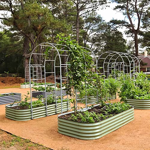 Vego Garden Modular Arched Trellis System Triple Section 6.0' Long Trellis for 2.0' x 8.0' (9 in 1) Garden Bed