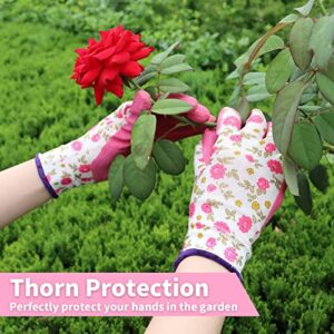 GECP Gardening Gloves for Women, Breathable Rubber Coated, 12 Pairs Floral Yard Garden Work Gloves Pink Small