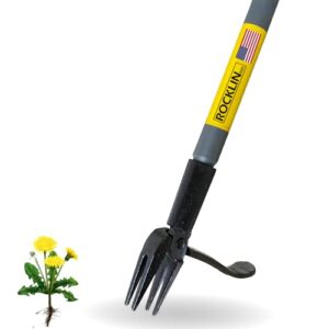 Rocklin™ Stand Up Weed Puller Tool - 4 Claw Steel Head - 48 inch Handle - 100% Metal - Easily Remove Weeds Without Bending or Kneeling