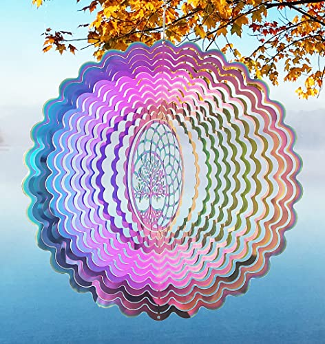 Wind Spinners Outdoor Metal Tree of Life Wind Spinner Mandala Decor, Hanging Wind Spinners for Yard and Garden Patio Porch Balcony Pool Yard Wind Spinners Gardening Gifts for Women Men Mom Wife Friend