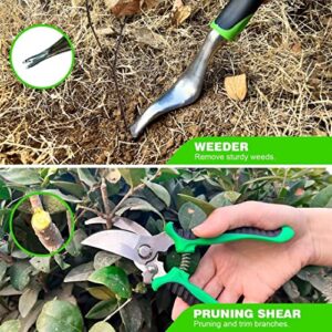 Garden Tool Set Gardening Hand Tools Outdoor Tools Kit Heavy Duty with Storage Bag Trowel Shovel Rake Weeder Pruner Shears Plant Gardening Gift for Women Men Gardener of GZGNEEVL