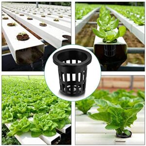 JpGdn 50PCS 1.75" Mesh Net Cup Pots Basket Hydroponics System Supplies Aquaponics Seed Growing Media Black