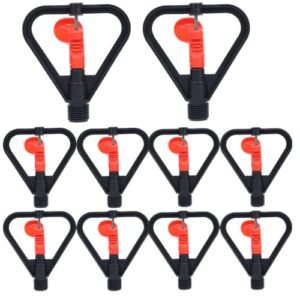 acewen 10pcs water sprinkler heads plastic 360 degree rotation easy to set up automatic lawn sprinkler for yard garden lawn irrigation system dn15 easy hose connection, black&red (jkfba-074)