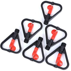 Acewen 10Pcs Water Sprinkler Heads Plastic 360 Degree Rotation Easy to Set up Automatic Lawn Sprinkler for Yard Garden Lawn Irrigation System DN15 Easy Hose Connection, black&red (JKFBA-074)