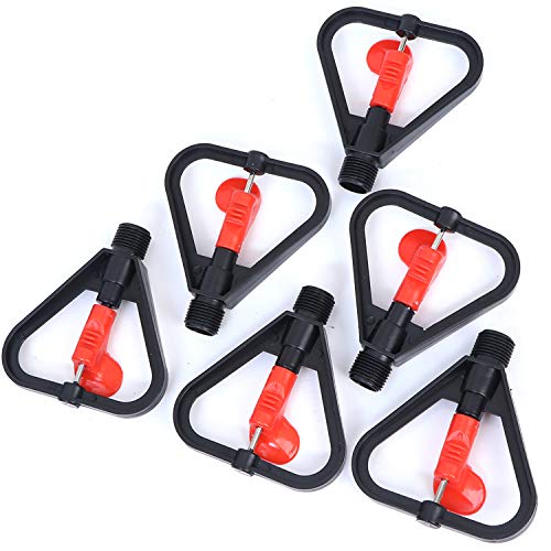 Acewen 10Pcs Water Sprinkler Heads Plastic 360 Degree Rotation Easy to Set up Automatic Lawn Sprinkler for Yard Garden Lawn Irrigation System DN15 Easy Hose Connection, black&red (JKFBA-074)