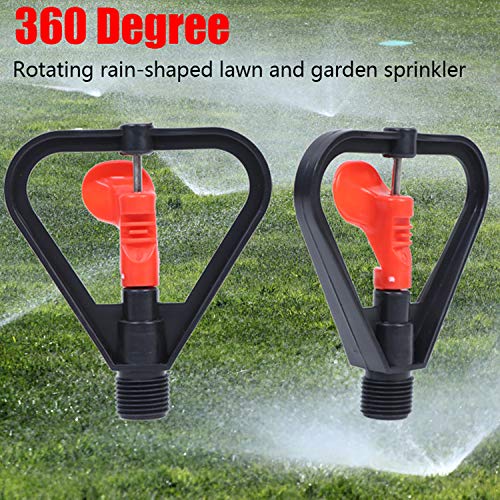 Acewen 10Pcs Water Sprinkler Heads Plastic 360 Degree Rotation Easy to Set up Automatic Lawn Sprinkler for Yard Garden Lawn Irrigation System DN15 Easy Hose Connection, black&red (JKFBA-074)