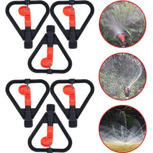 Acewen 10Pcs Water Sprinkler Heads Plastic 360 Degree Rotation Easy to Set up Automatic Lawn Sprinkler for Yard Garden Lawn Irrigation System DN15 Easy Hose Connection, black&red (JKFBA-074)