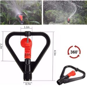 Acewen 10Pcs Water Sprinkler Heads Plastic 360 Degree Rotation Easy to Set up Automatic Lawn Sprinkler for Yard Garden Lawn Irrigation System DN15 Easy Hose Connection, black&red (JKFBA-074)