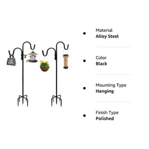 BYBAG Adjustable Double Shepherds Hook,94.5 Inch Tall Heavy Duty Hanging Stakes Two Sided Garden Pole for Bird-Feeder Lantern Plant-Hook Garden-Stake,Plant Stand Hanger for Outdoor Wedding Decor