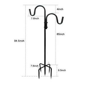 BYBAG Adjustable Double Shepherds Hook,94.5 Inch Tall Heavy Duty Hanging Stakes Two Sided Garden Pole for Bird-Feeder Lantern Plant-Hook Garden-Stake,Plant Stand Hanger for Outdoor Wedding Decor