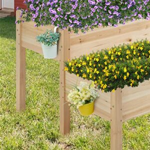 Yaheetech Wooden Raised Garden Bed 2 Tiers Elevated Planter Grow Box for Herb with Legs & Drainage Holes, 47x41x30in