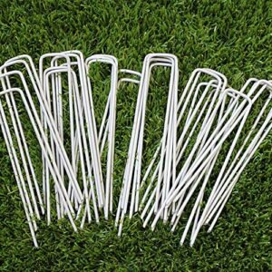 garden stakes 6 inch galvanized rust resistant landscape pins-heavy duty reusable u-shape sod pins landscape staples for anchoring weed barrier fabric,ground cover,dog fence,wire,tube,etc.