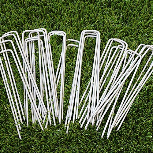 Garden Stakes 6 Inch Galvanized Rust Resistant Landscape Pins-Heavy Duty Reusable U-Shape Sod Pins Landscape Staples for Anchoring Weed Barrier Fabric,Ground Cover,Dog Fence,Wire,Tube,etc.