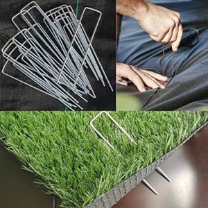 Garden Stakes 6 Inch Galvanized Rust Resistant Landscape Pins-Heavy Duty Reusable U-Shape Sod Pins Landscape Staples for Anchoring Weed Barrier Fabric,Ground Cover,Dog Fence,Wire,Tube,etc.