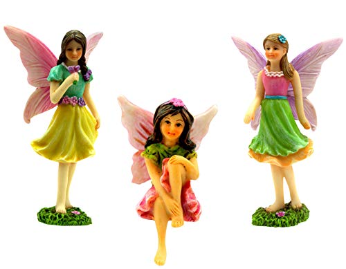 PRETMANNS Fairy Garden Fairy Figurines - Fairies for Fairy Gardens - Small Garden Fairies - Cute Fairy Garden Accessories for a Miniature Fairy Garden - Fairy Figurine Set 3 Pcs