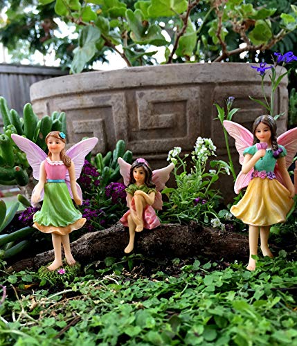 PRETMANNS Fairy Garden Fairy Figurines - Fairies for Fairy Gardens - Small Garden Fairies - Cute Fairy Garden Accessories for a Miniature Fairy Garden - Fairy Figurine Set 3 Pcs