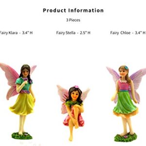 PRETMANNS Fairy Garden Fairy Figurines - Fairies for Fairy Gardens - Small Garden Fairies - Cute Fairy Garden Accessories for a Miniature Fairy Garden - Fairy Figurine Set 3 Pcs