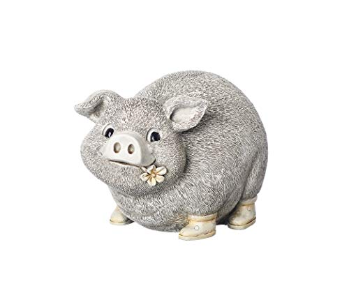 Roman Garden - Pig in Rain Boots Statue, 6H, Pudgy Pals Collection, Resin and Dolomite, Decorative, Garden Gift, Home Outdoor Decor, Durable, Long Lasting