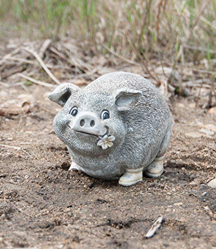 Roman Garden - Pig in Rain Boots Statue, 6H, Pudgy Pals Collection, Resin and Dolomite, Decorative, Garden Gift, Home Outdoor Decor, Durable, Long Lasting