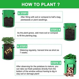 TENOVER 2-Pack 10 Gallon Potato Grow Bags 2022 New Upgraded Potato Growing Bags Planting Bag with Flap and Handles Vegetable Grow Bags for Plant,Potato,Tomato,Carrot,Onion Green