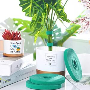 Plant Tapes 200 Feet x 1/2 Inch 6 Rolls Green Garden Tape for Climbing Plant Support Recycle Garden Ties Reusable Plastic Nylon Loop Fastening Plant Ties for Indoor Outdoor Tomato Vines Flowers Trees