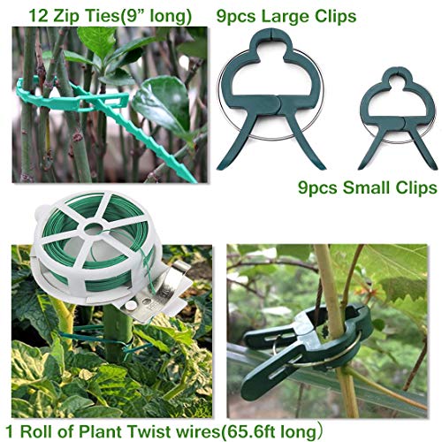 Indoor Plant Trellis for Climbing Plants Bundle Pack - 6 Leaf Shape Garden Plant Supports Houseplants Trellis, 18 Plant Clips, 12 Zip Ties, 1 Roll Wire Twist Tie for Potted Vine Vegetable Flower