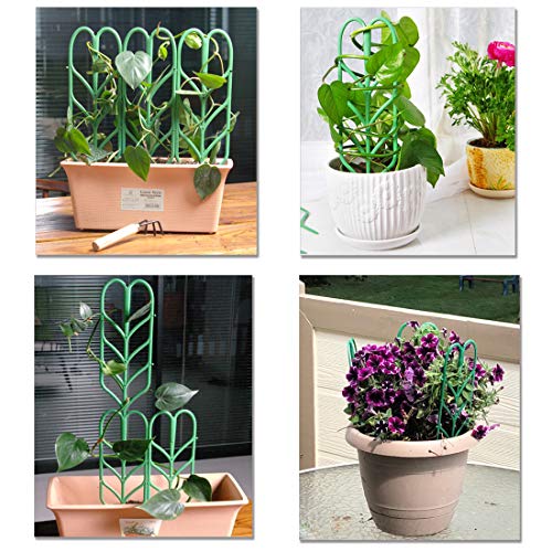 Indoor Plant Trellis for Climbing Plants Bundle Pack - 6 Leaf Shape Garden Plant Supports Houseplants Trellis, 18 Plant Clips, 12 Zip Ties, 1 Roll Wire Twist Tie for Potted Vine Vegetable Flower