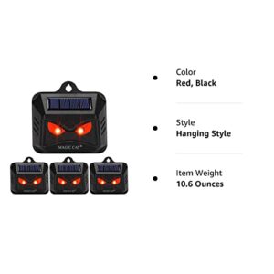 MAGIC CAT Solar Nocturnal Animal Repeller, Wild Animal Predator Deterrent with Red LED Lights, Waterproof Skunk, Deer, Coyote, Fox, Raccoon Animal Repellent for Garden Yard Farm Chicken Coop (4 Pack)