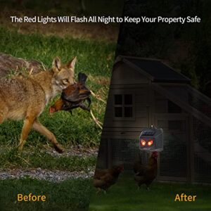 MAGIC CAT Solar Nocturnal Animal Repeller, Wild Animal Predator Deterrent with Red LED Lights, Waterproof Skunk, Deer, Coyote, Fox, Raccoon Animal Repellent for Garden Yard Farm Chicken Coop (4 Pack)