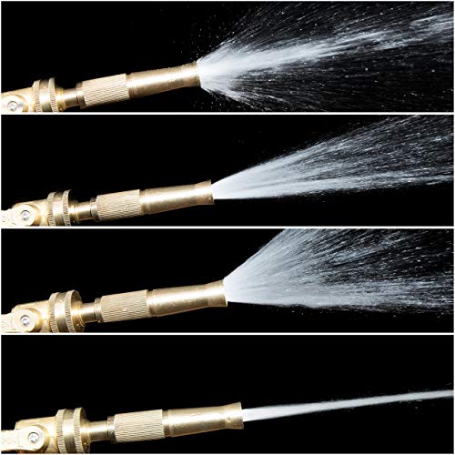 Morvat Solid Brass Metal Twist Garden Hose Nozzle, Heavy Duty Adjustable Pressure Spray Attachment, High Power Water Jet Sprayer with ¾” Standard Threading, Includes 2 Extra Rubber Washers