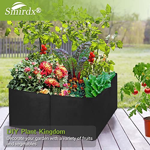 Fabric Raised Garden Bed, Square Plant Grow Bags, Large Durable Rectangular Reusable Breathe Cloth Planting Container for Vegetable, 4 Grids Heavy Pot for Potato, Carrot, Onion, Flower