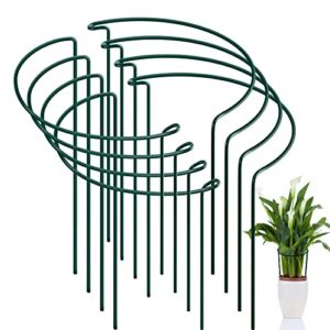 feed garden 8 pack plant support stakes, metal garden plant stake(10″ wide x 16″ high) green half round plant support rings for potted plants, plant cage for tomato, hydrangea