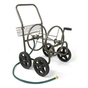 liberty garden products garden 871-s residential grade 4-wheel garden hose reel cart, holds 250-feet of 5/8-inch hose – bronze