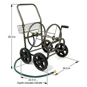 Liberty Garden Products Garden 871-S Residential Grade 4-Wheel Garden Hose Reel Cart, Holds 250-Feet of 5/8-Inch Hose - Bronze