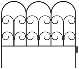 garden edging border- flower bed fencing for landscaping- iris fence, 5 piece set of black interlocking outdoor lawn stakes by pure garden (8Â’)