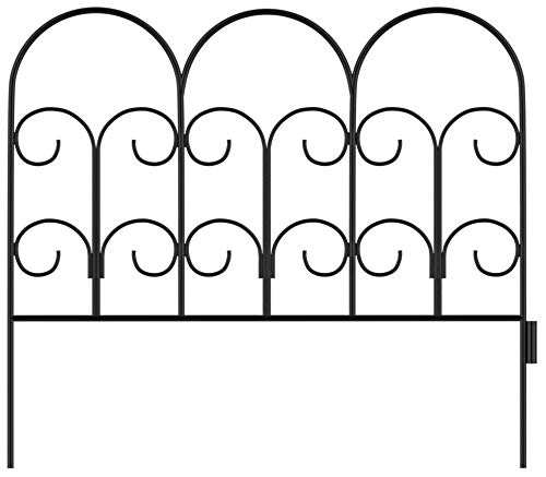 Garden Edging Border- Flower Bed Fencing for Landscaping- Iris Fence, 5 Piece Set of Black Interlocking Outdoor Lawn Stakes by Pure Garden (8Â’)