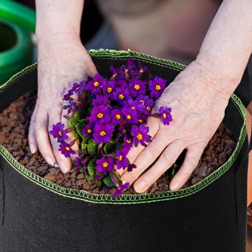 Mimorou 40 Pack 5 Gallon Fabric Grow Bags Nonwoven Aeration Fabric Pots with Handles Heavy Duty Thickened Aeration Container for Garden and Planting Vegetable Flowers, Black with Green, Black,green