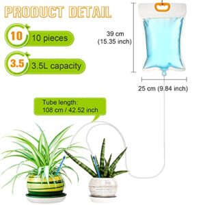 Plant Water Bag Automatic Plant Watering Drip Irrigation Kit with 3.5 L Water Bag and Adjustable Control Valve Switch Automatic Drip Irrigation Kits for Indoor Outdoor Garden (10 Pieces)