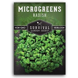 survival garden seeds radish microgreens for sprouting and growing – seed to sprout green leafy micro vegetable plants indoors – grow your own mini windowsill garden – non-gmo heirloom variety