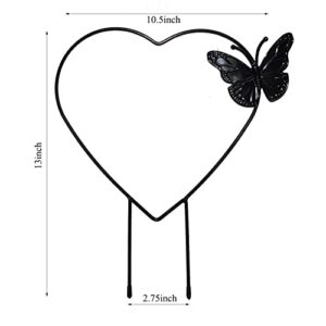 Potted Plants Support, Love Heart Backdrop Stand, 2 Pack Black Iron Garden Trellis for Climbing Plants, Garden Stem Stalks Vines, Garden Decoration