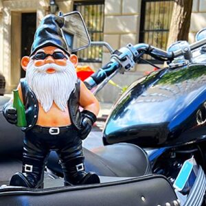 garden gnomes galore biker gnome – harley gnome compatible with harley davidson gifts for men- garden gnomes outdoor yard gnomes – knome garden giant gnome yard gnome