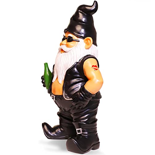 Garden Gnomes Galore Biker Gnome - Harley Gnome Compatible with Harley Davidson Gifts for Men- Garden Gnomes Outdoor Yard Gnomes - Knome Garden Giant Gnome Yard Gnome