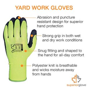 Superior Heavy Duty Gardening Gloves for Yard Work (3 Pack) Form Fitting Landscaping Glove Puncture Resistant with Composite Knit Breathable Backs - Mens Womens Unisex Design - Size Medium