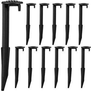 Inflatable Plastic Stakes 5.7 Inch Heavy Duty Tent Stakes Replacement Yard Ground Lawn Black Gardening Pegs Spike Hook for Halloween Christmas Holiday Inflatables Garden Decorations (18 Pieces)